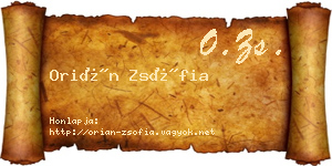 Orián Zsófia névjegykártya